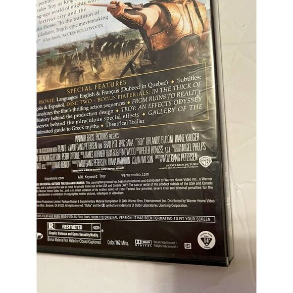 Troy (DVD, 2005, 2-Disc Set, Full Screen) Rated R• Warner Bros - Picture 5 of 7